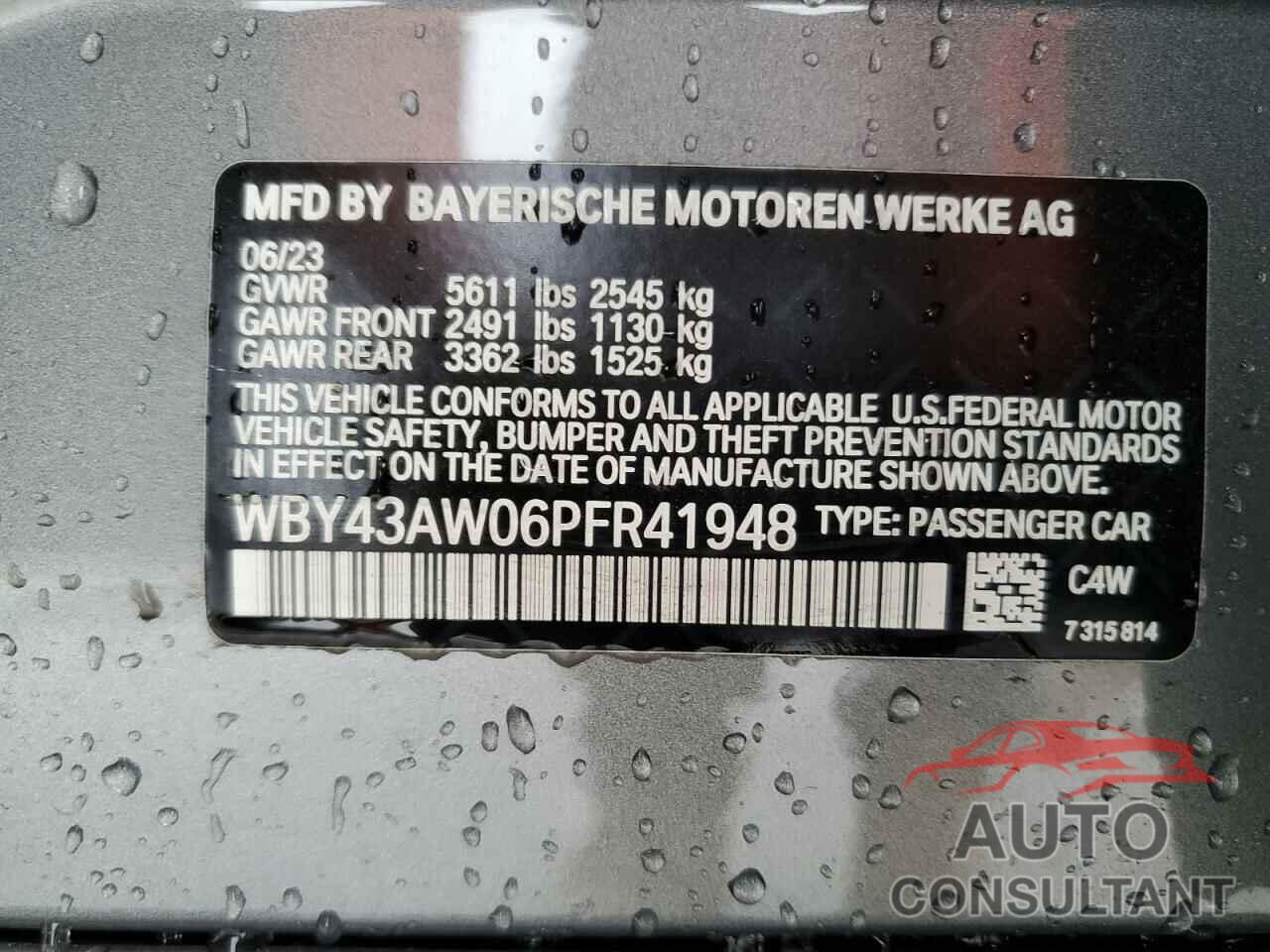 BMW I4 EDRIVE3 2023 - WBY43AW06PFR41948