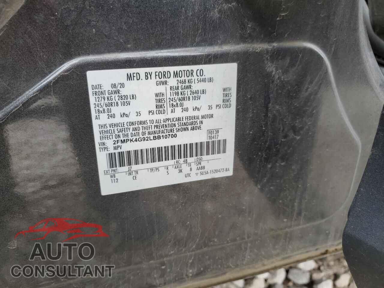 FORD EDGE 2020 - 2FMPK4G92LBB10700