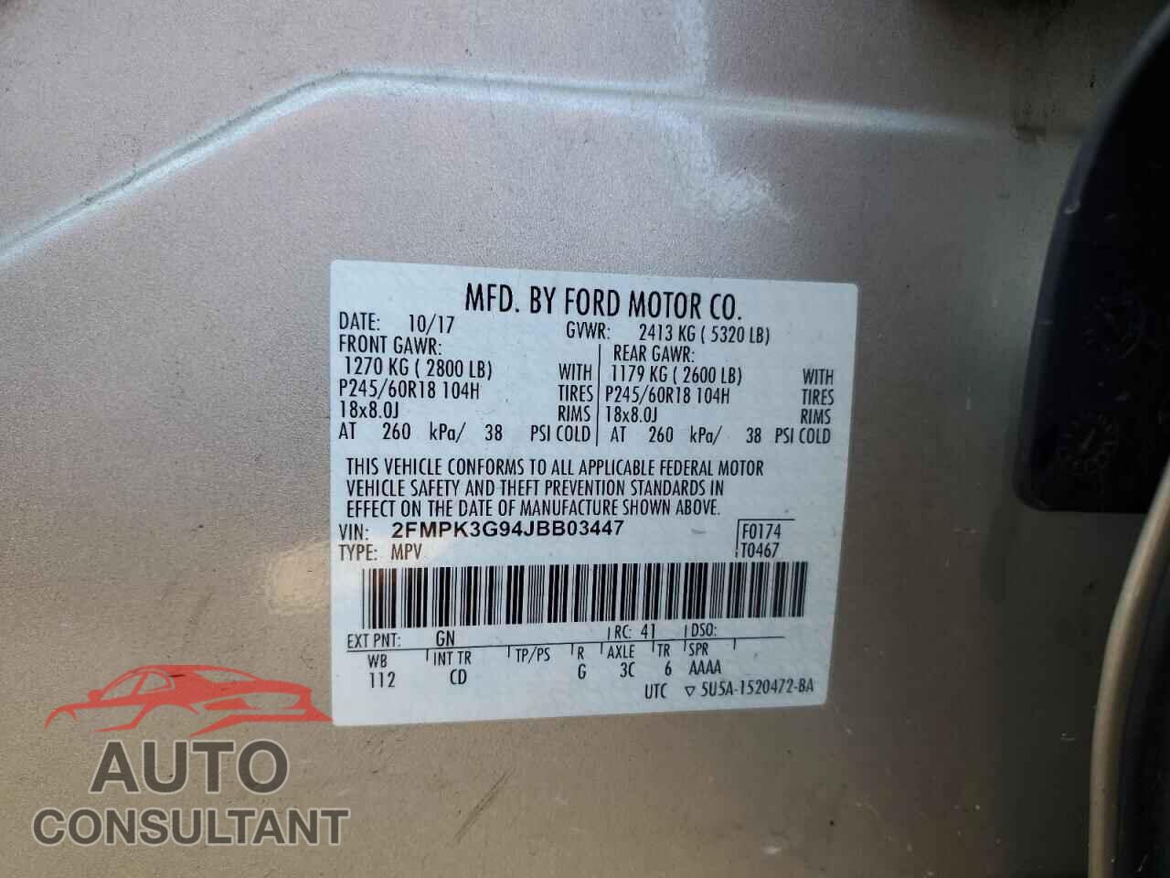 FORD EDGE 2018 - 2FMPK3G94JBB03447