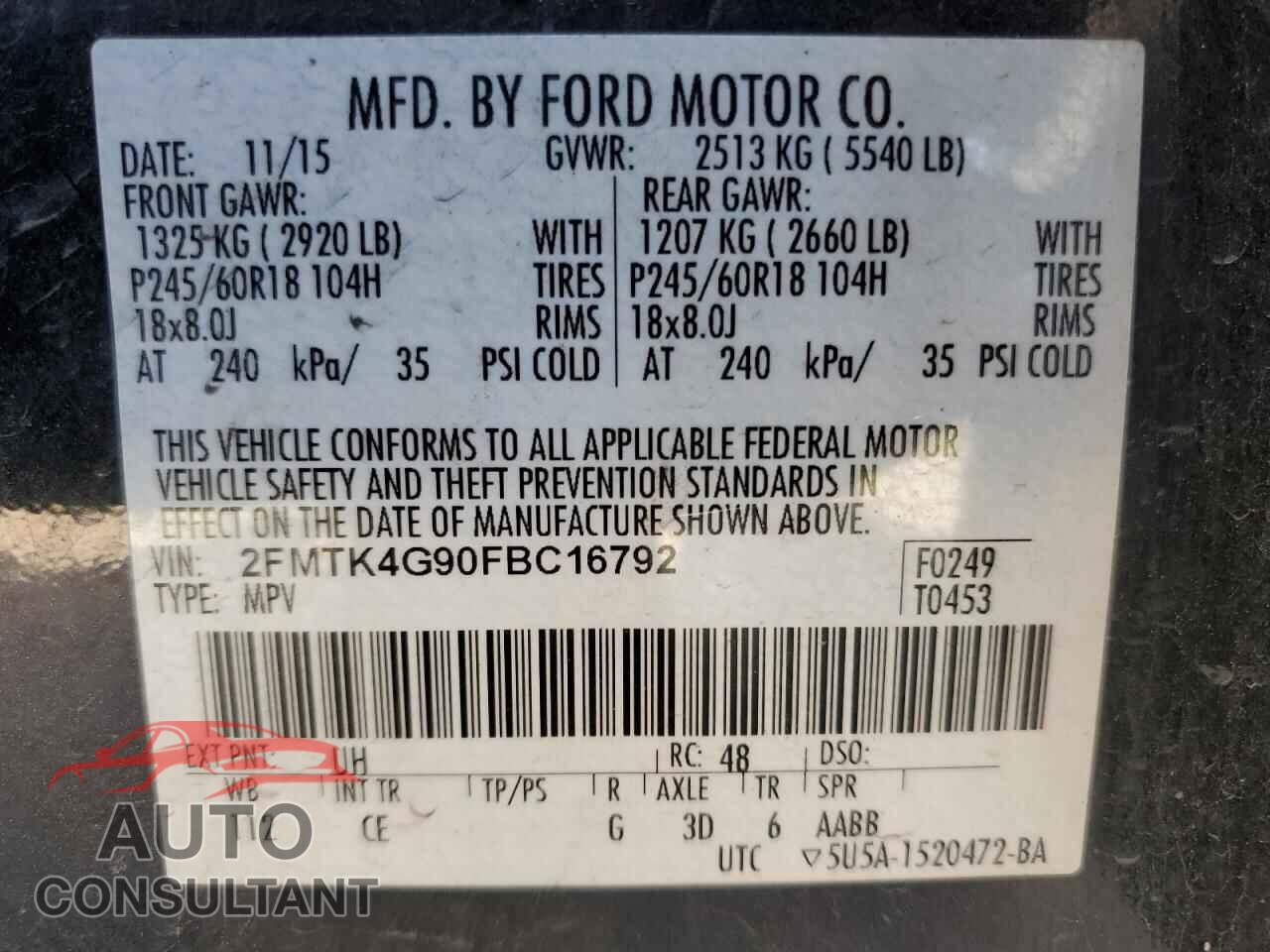 FORD EDGE 2015 - 2FMTK4G90FBC16792