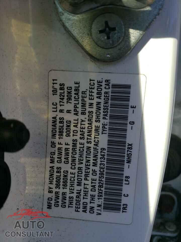 HONDA CIVIC 2012 - 19XFB2F59CE313479