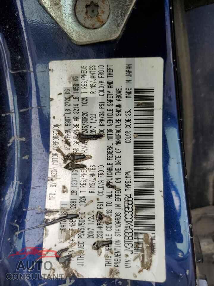 MAZDA CX-9 2012 - JM3TB3DAXC0335564