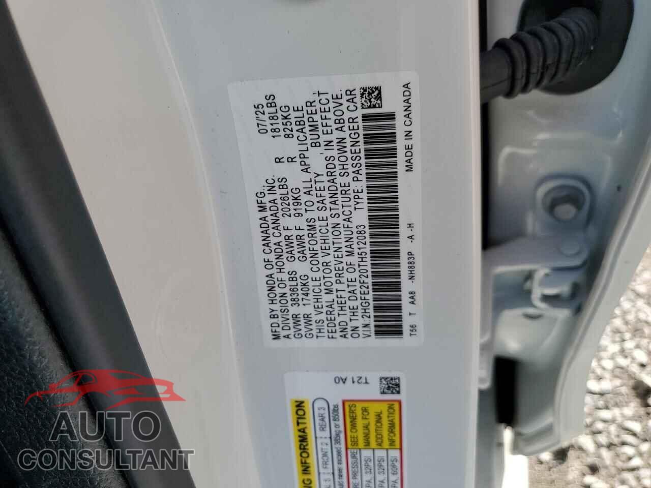 HONDA CIVIC 2026 - 2HGFE2F20TH512083