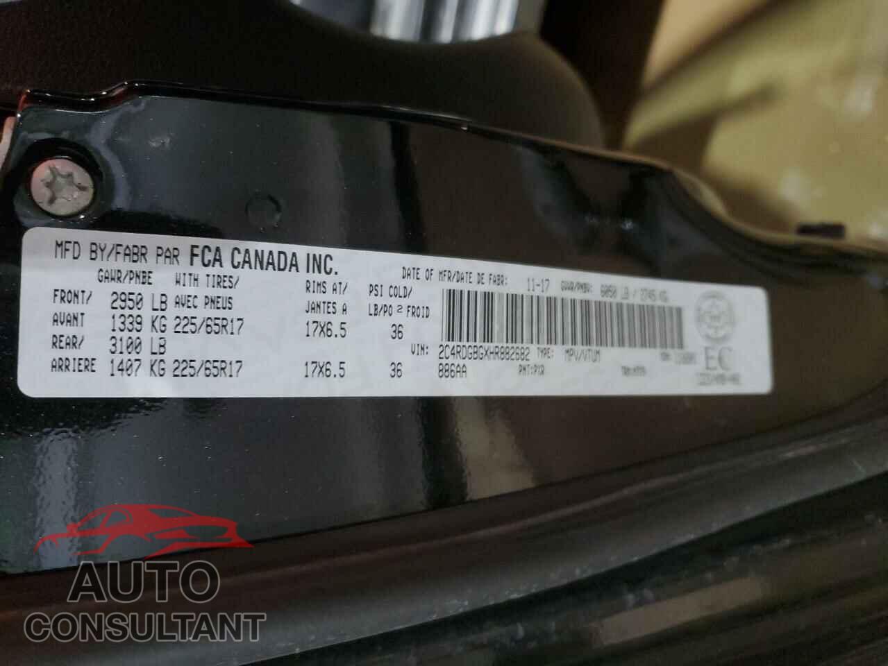 DODGE CARAVAN 2017 - 2C4RDGBGXHR882682