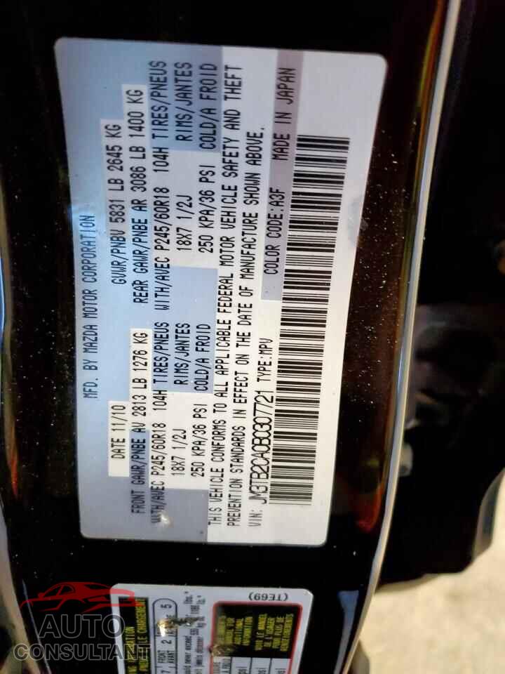MAZDA CX-9 2011 - JM3TB2CA0B0307721