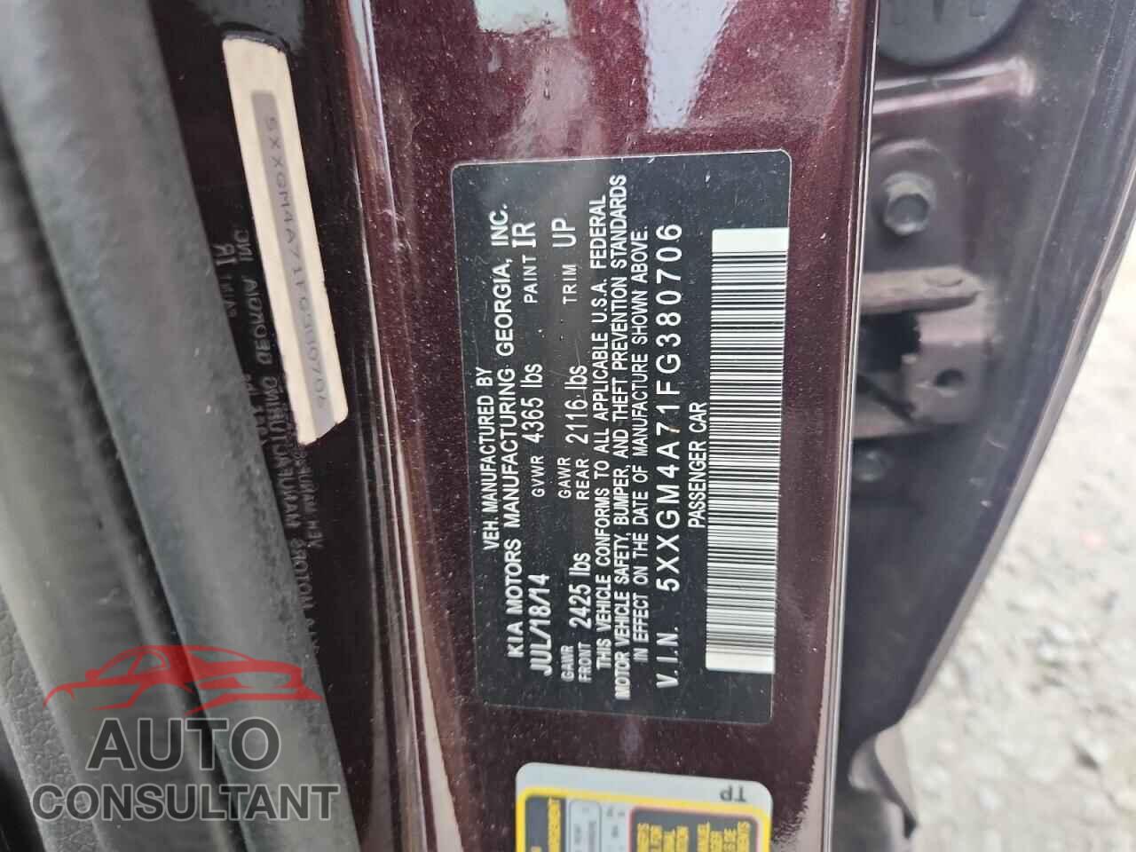 KIA OPTIMA 2015 - 5XXGM4A71FG380706