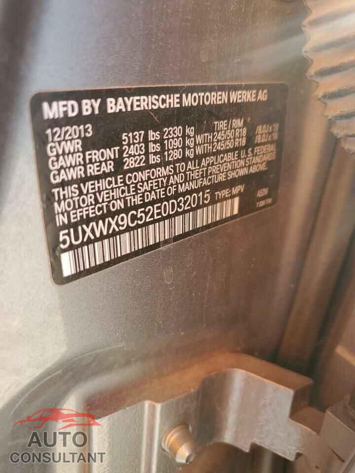 BMW X3 2014 - 5UXWX9C52E0D32015