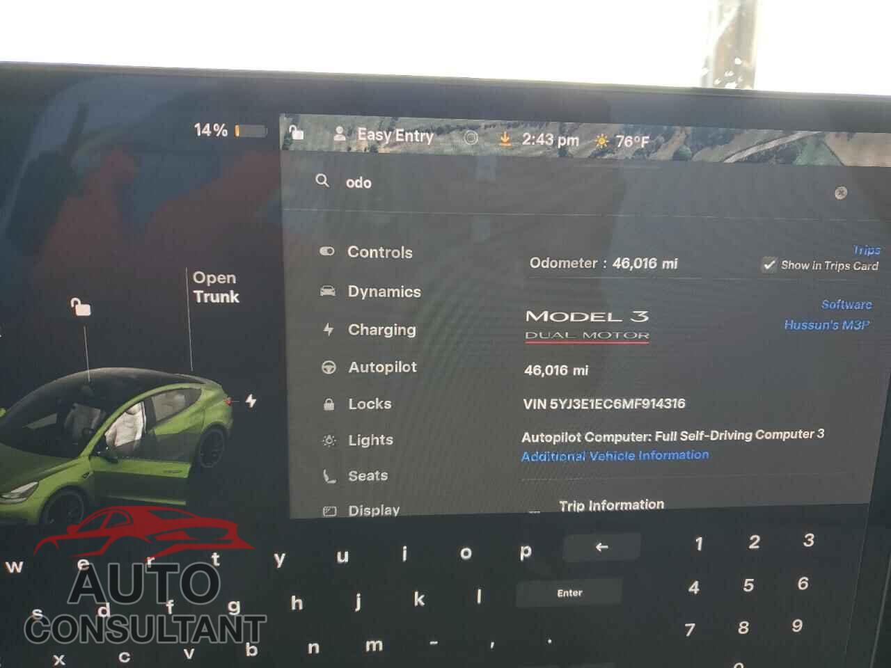 TESLA MODEL 3 2021 - 5YJ3E1EC6MF914316
