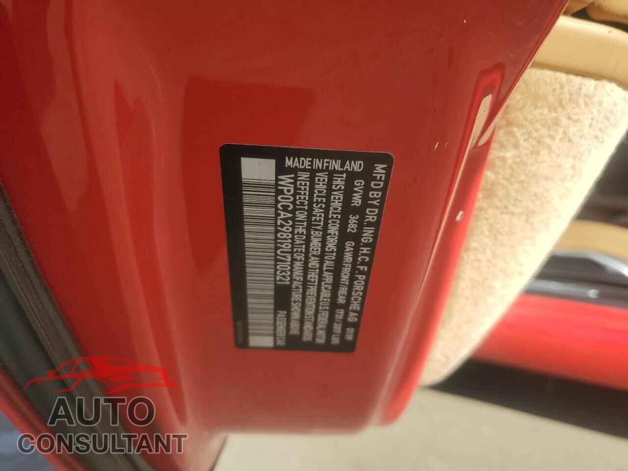 PORSCHE BOXSTER 2009 - WP0CA29819U710321