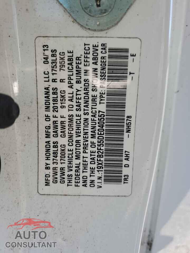 HONDA CIVIC 2013 - 19XFB2F55DE040557