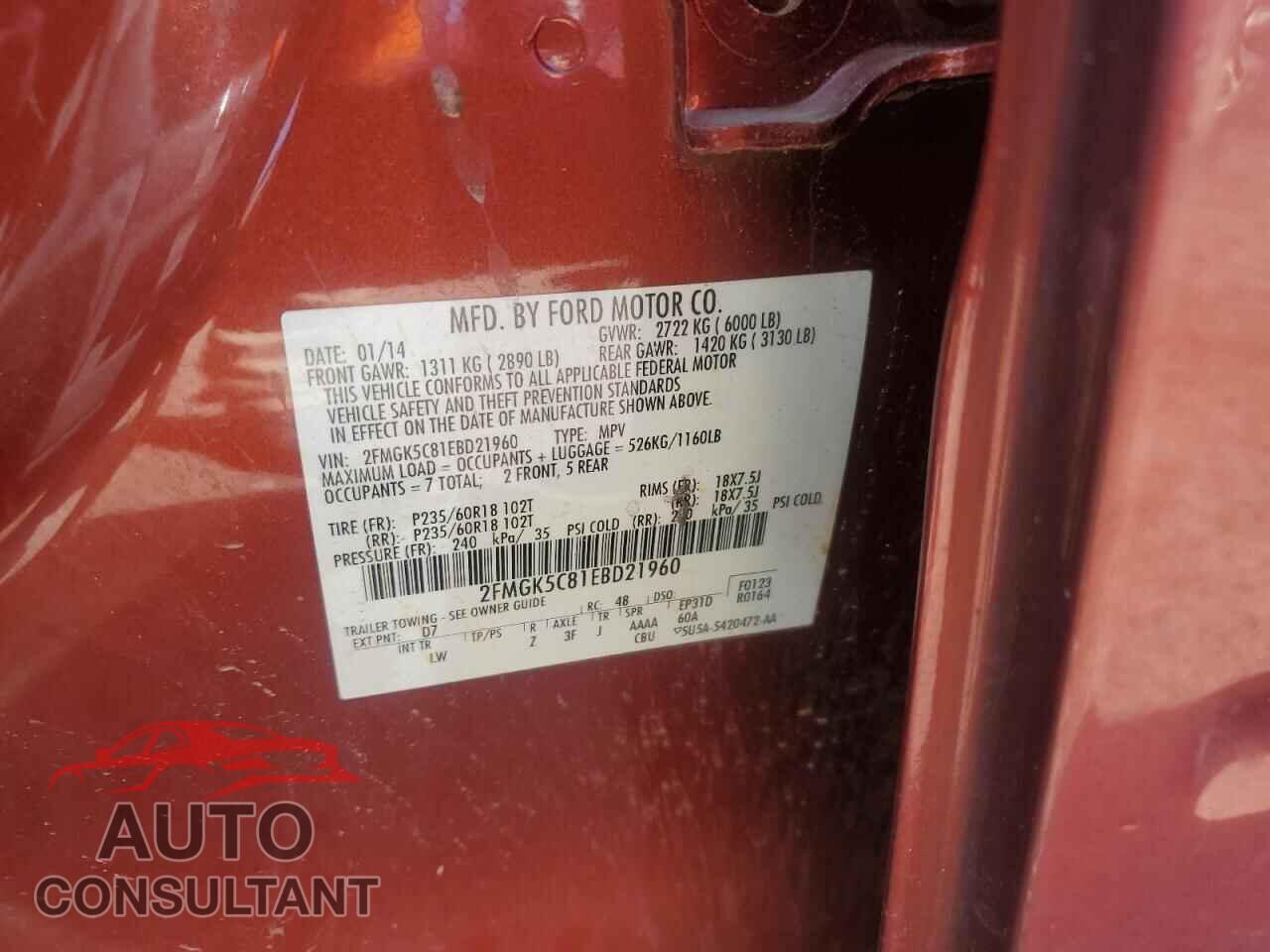 FORD FLEX 2014 - 2FMGK5C81EBD21960