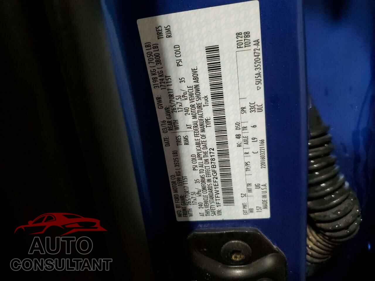 FORD F-150 2016 - 1FTFW1EF2GFB78172