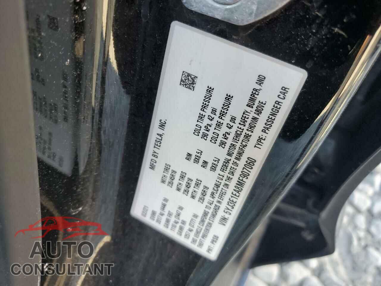 TESLA MODEL 3 2021 - 5YJ3E1EA8MF907060