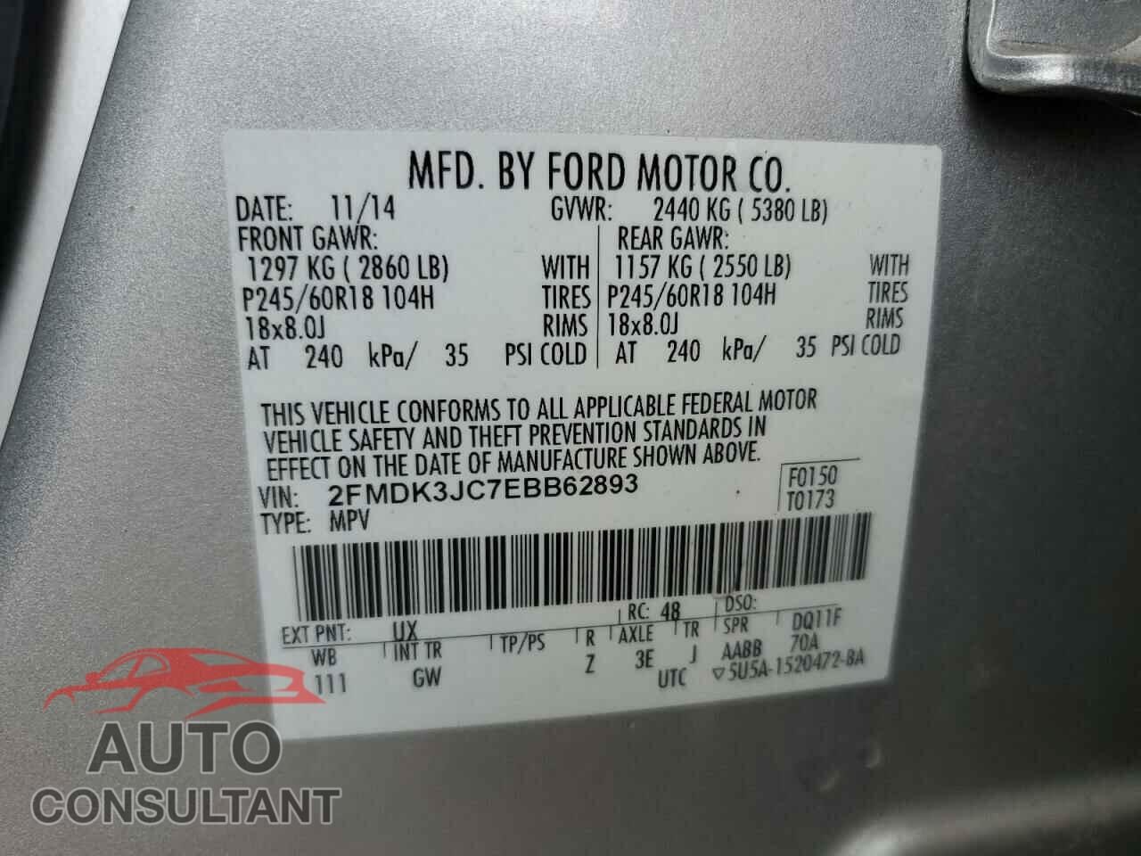FORD EDGE 2014 - 2FMDK3JC7EBB62893