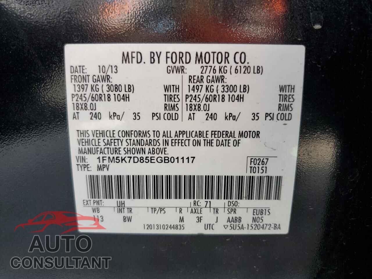 FORD EXPLORER 2014 - 1FM5K7D85EGB01117