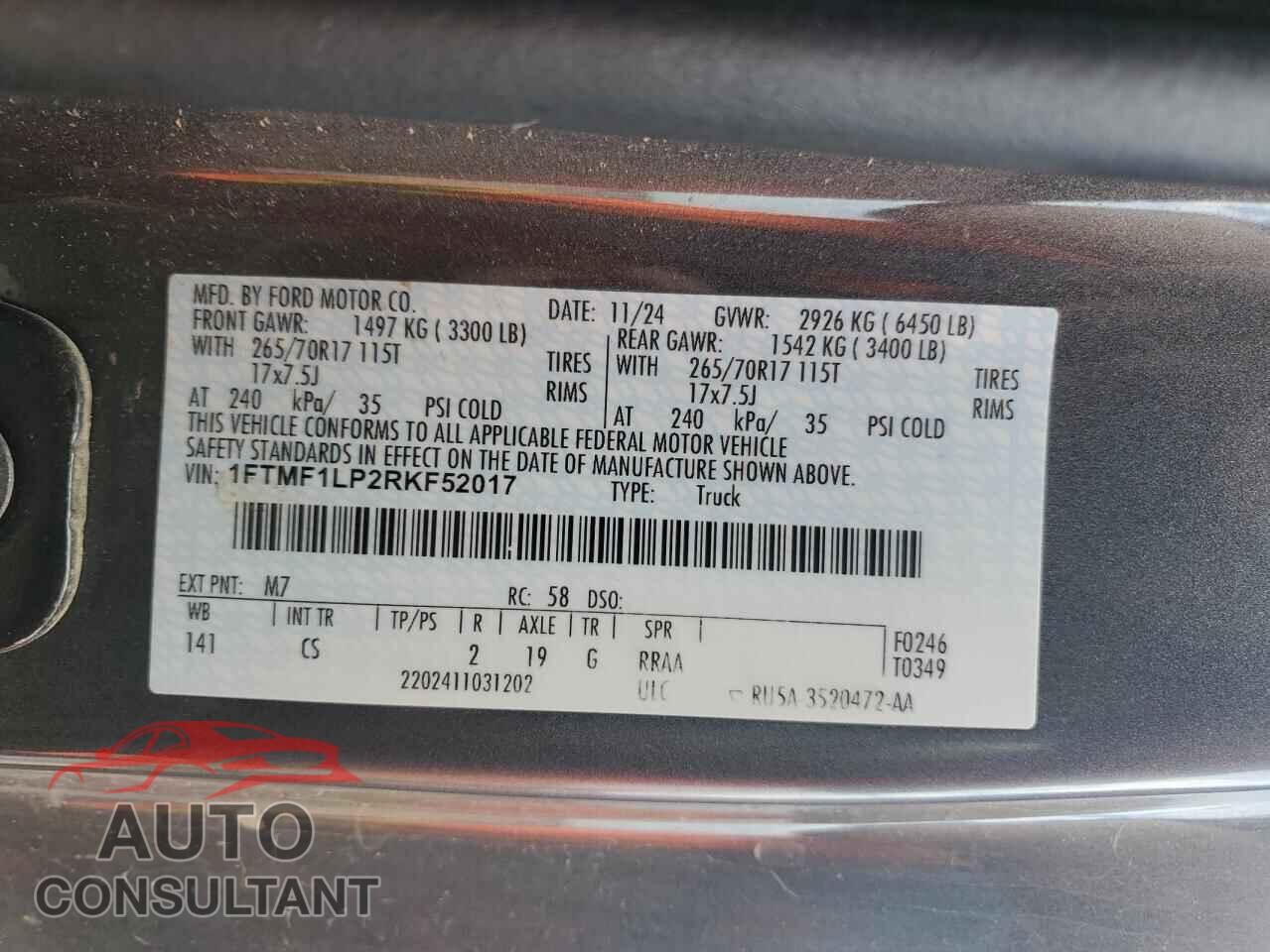 FORD F150 2024 - 1FTMF1LP2RKF52017