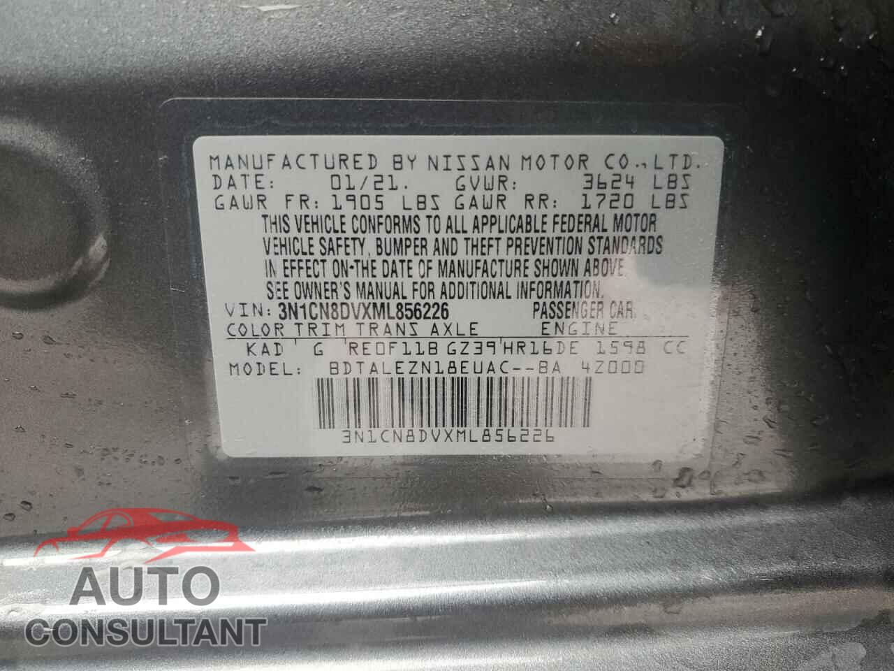 NISSAN VERSA 2021 - 3N1CN8DVXML856226
