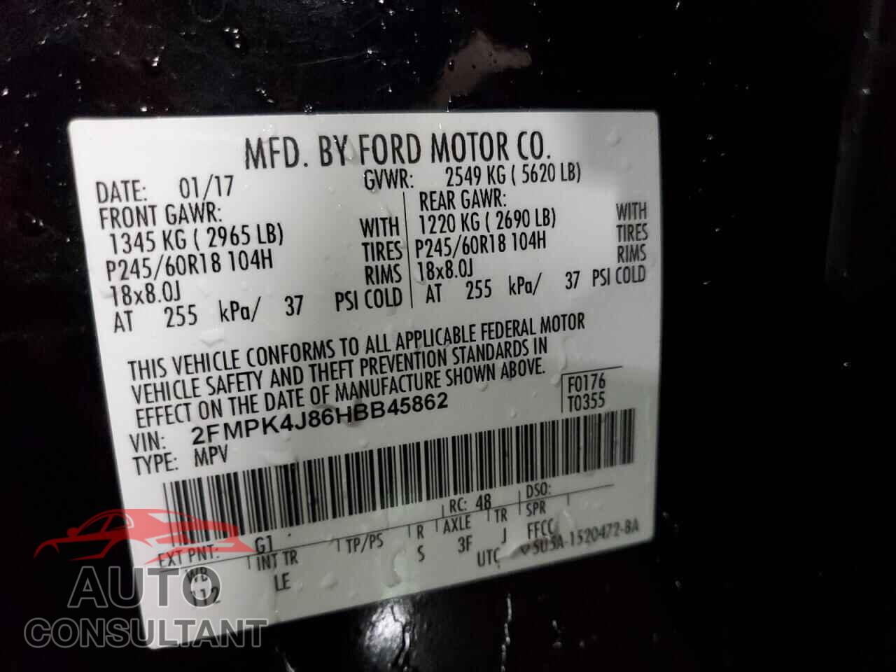 FORD EDGE 2017 - 2FMPK4J86HBB45862