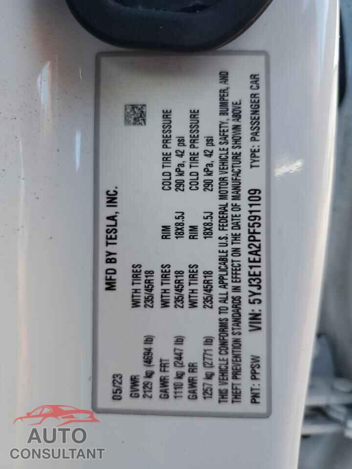 TESLA MODEL 3 2023 - 5YJ3E1EA2PF591109