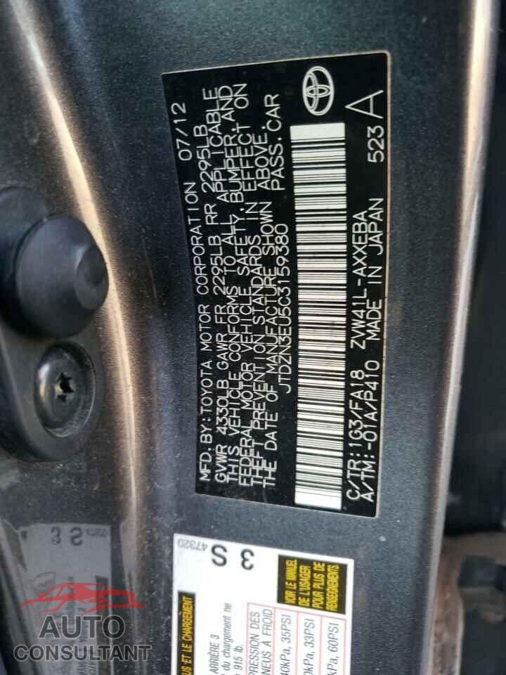TOYOTA PRIUS 2012 - JTDZN3EU5C3159380