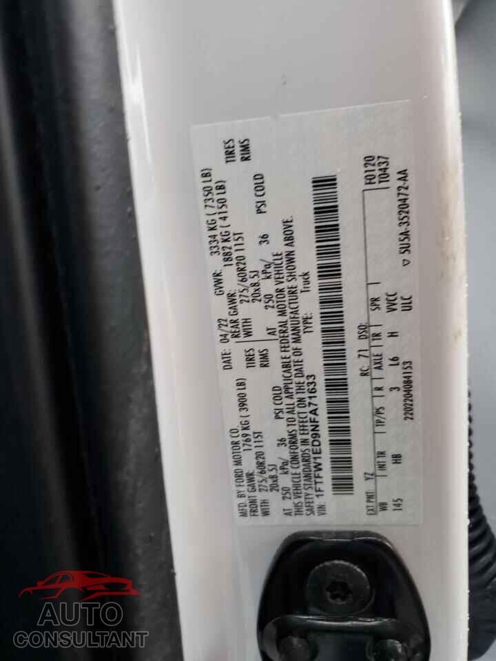 FORD F-150 2022 - 1FTFW1ED9NFA71633