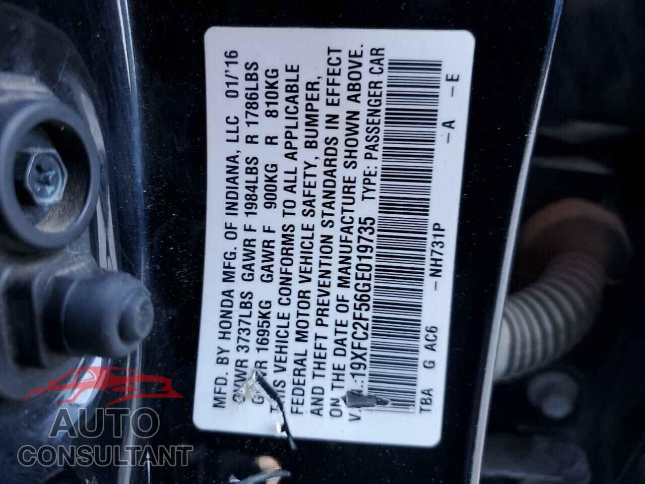 HONDA CIVIC 2016 - 19XFC2F56GE019735