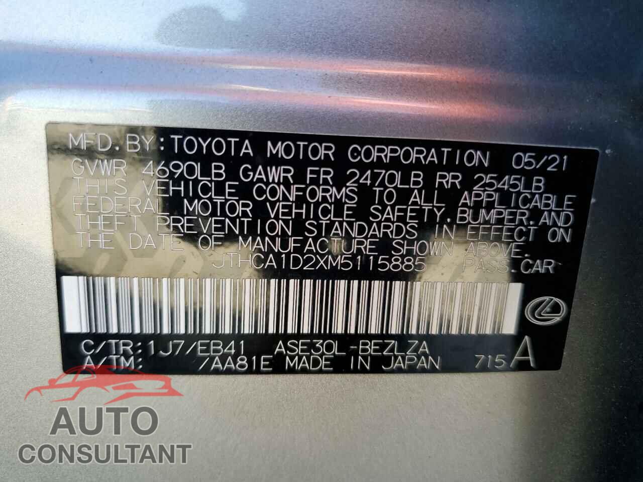 LEXUS IS 2021 - JTHCA1D2XM5115885