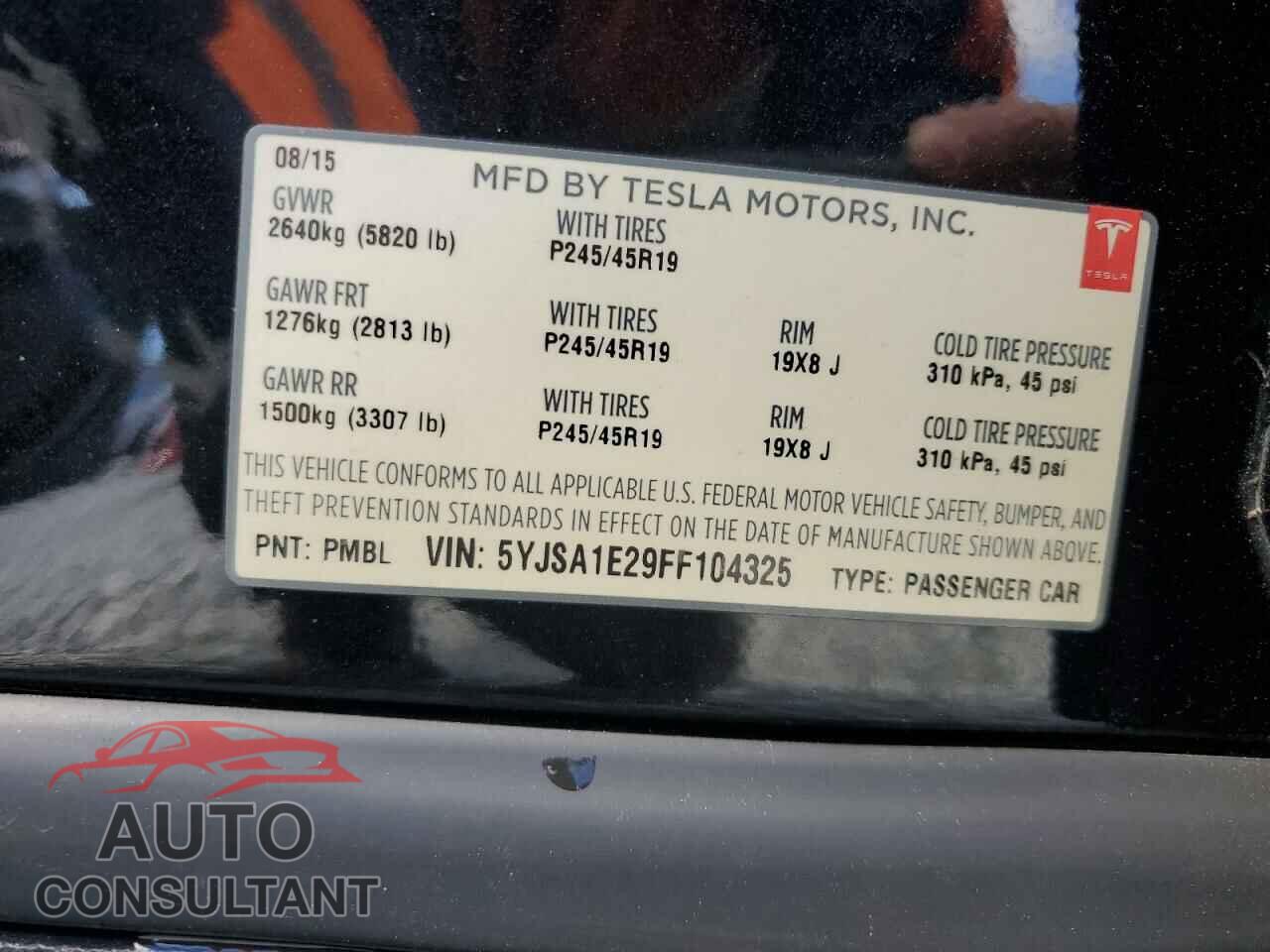 TESLA MODEL S 2015 - 5YJSA1E29FF104325