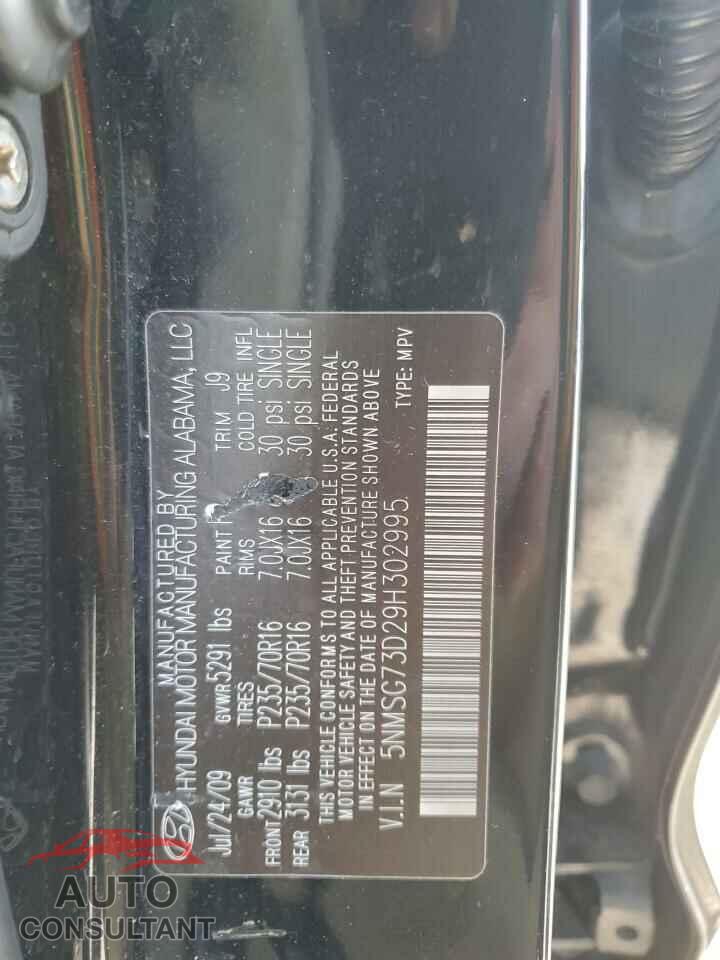 HYUNDAI SANTA FE 2009 - 5NMSG73D29H302995
