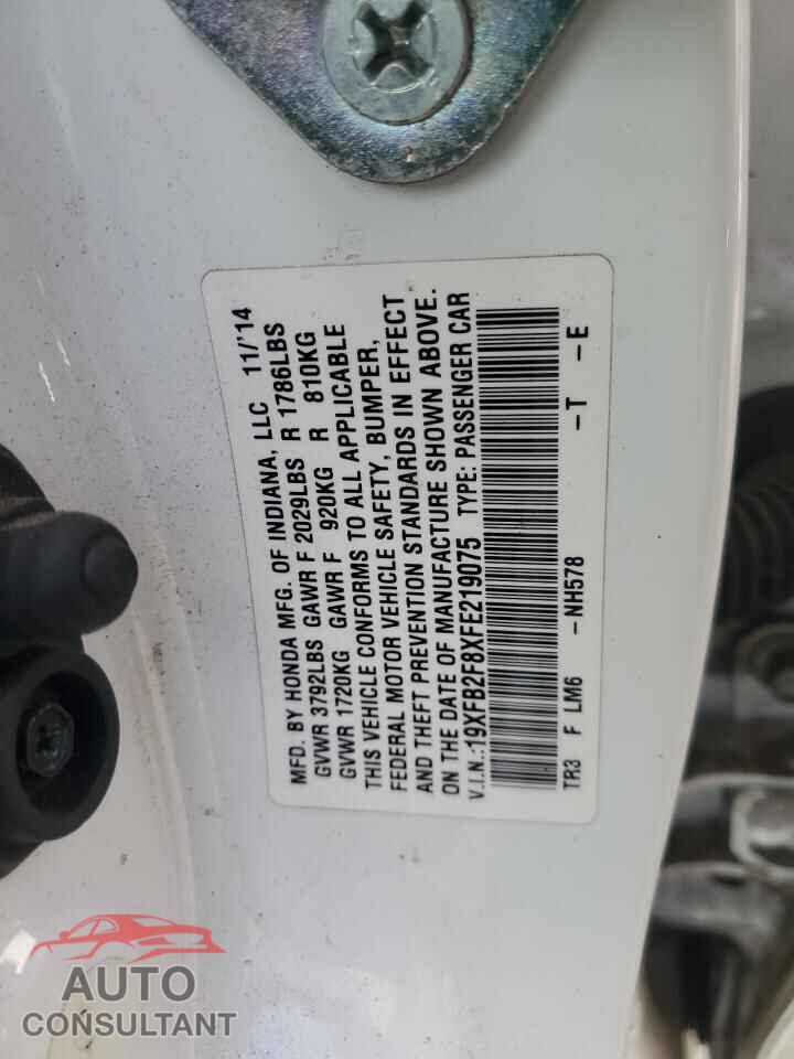 HONDA CIVIC 2015 - 19XFB2F8XFE219075