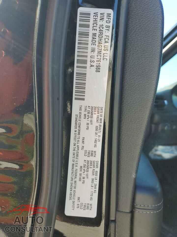 DODGE DURANGO 2021 - 1C4RDHAG7MC761988