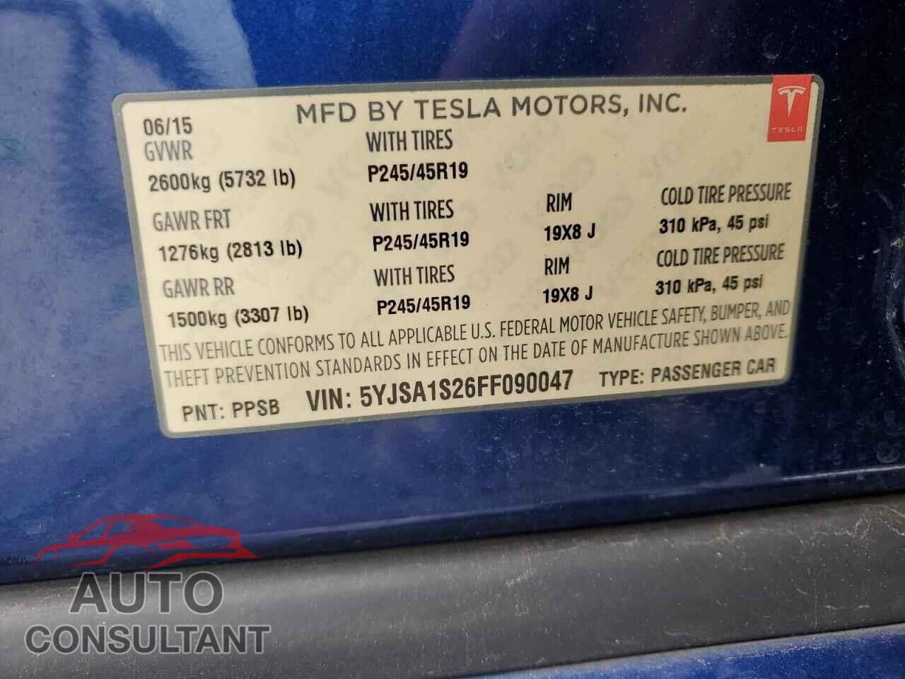 TESLA MODEL S 2015 - 5YJSA1S26FF090047