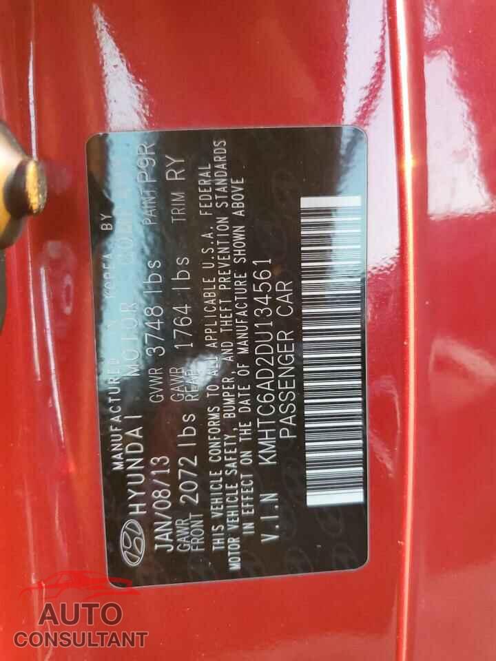 HYUNDAI VELOSTER 2013 - KMHTC6AD2DU134561