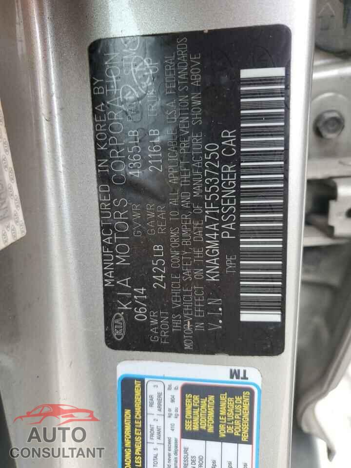 KIA OPTIMA 2015 - KNAGM4A71F5537250