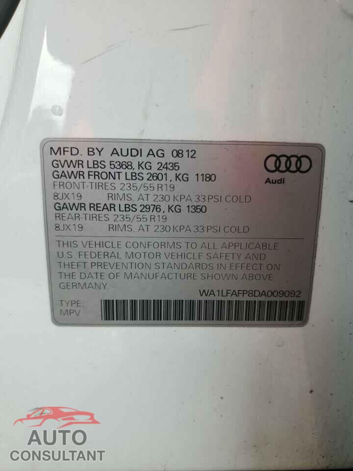 AUDI Q5 2013 - WA1LFAFP8DA009092