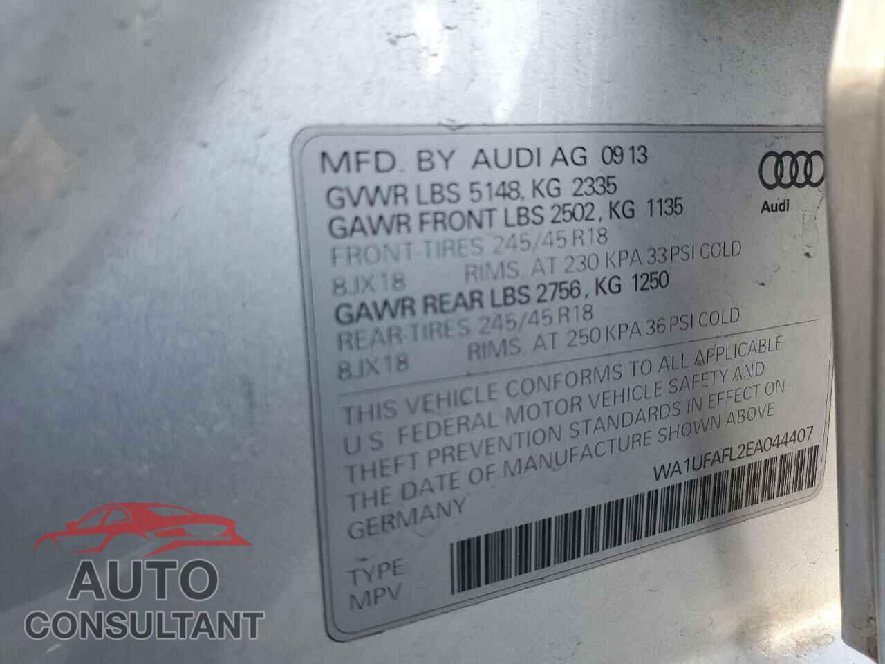 AUDI A4 2014 - WA1UFAFL2EA044407