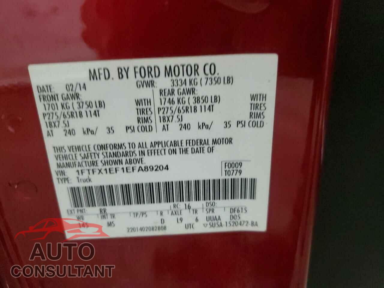 FORD F-150 2014 - 1FTFX1EF1EFA89204