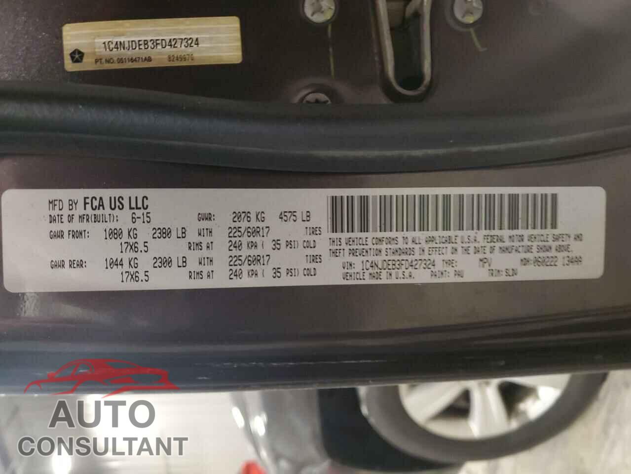 JEEP COMPASS 2015 - 1C4NJDEB3FD427324