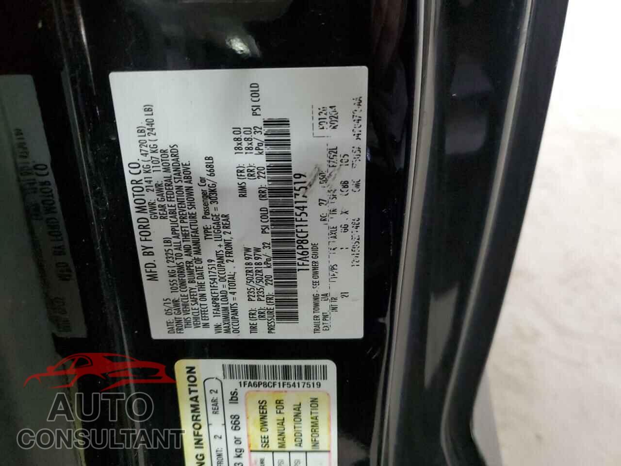 FORD MUSTANG 2015 - 1FA6P8CF1F5417519