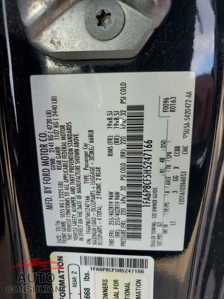 FORD MUSTANG 2017 - 1FA6P8CF5H5247166