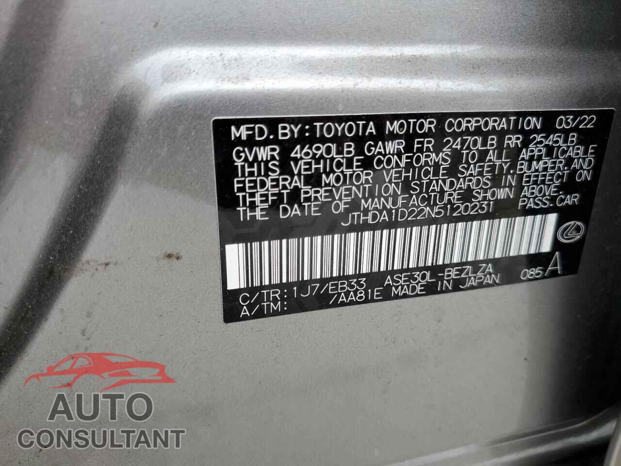 LEXUS IS 2022 - JTHDA1D22N5120231