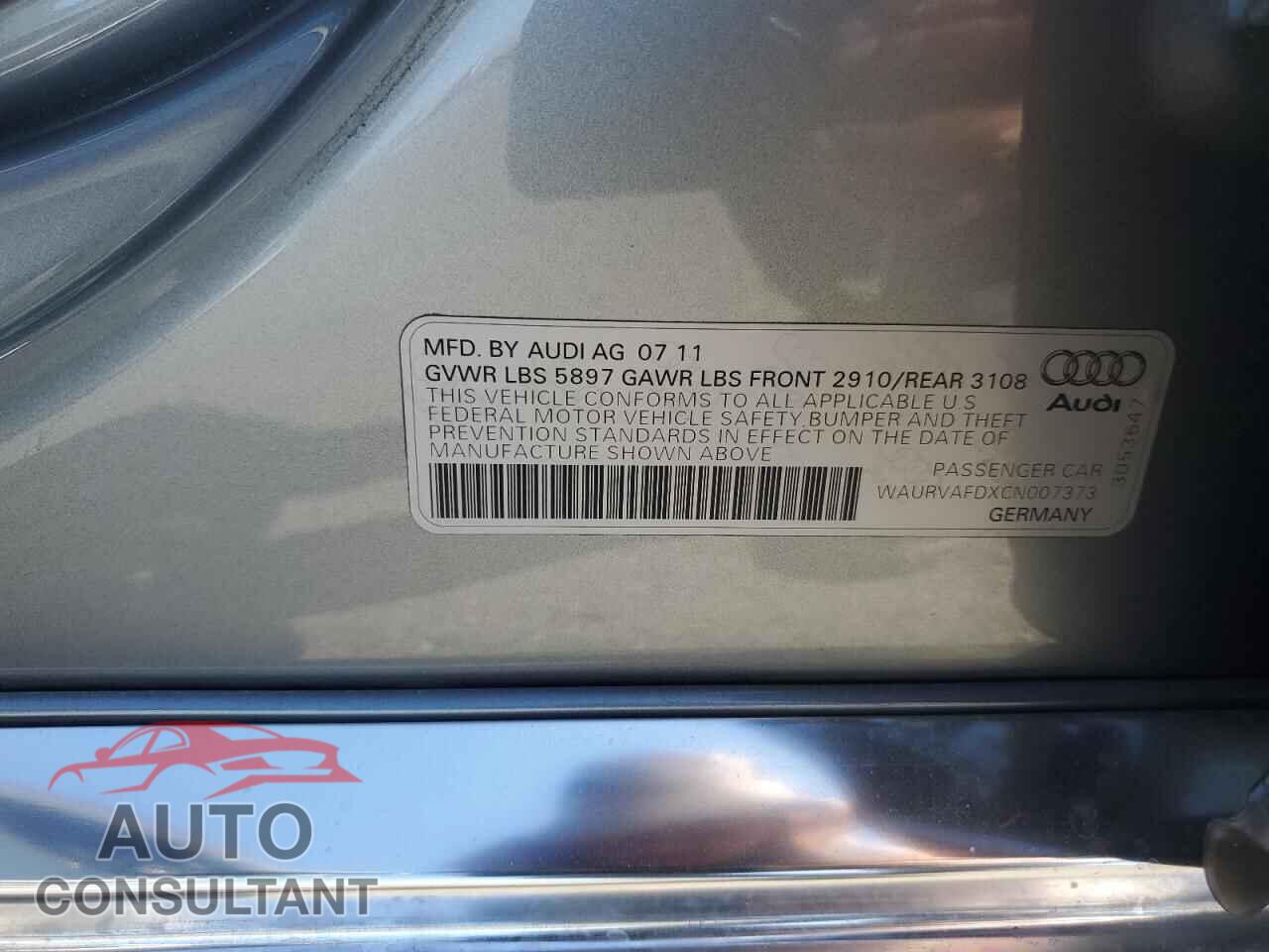 AUDI A8 2012 - WAURVAFDXCN007373
