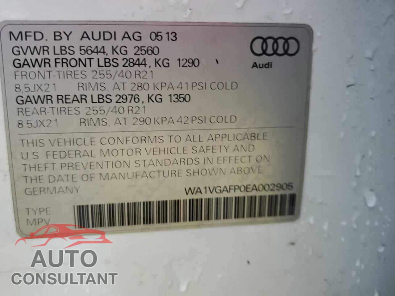 AUDI SQ5 2014 - WA1VGAFP0EA002905