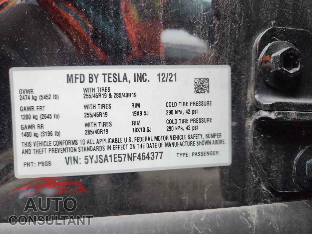 TESLA MODEL S 2022 - 5YJSA1E57NF464377