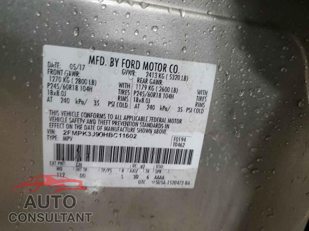 FORD EDGE 2017 - 2FMPK3J90HBC11602
