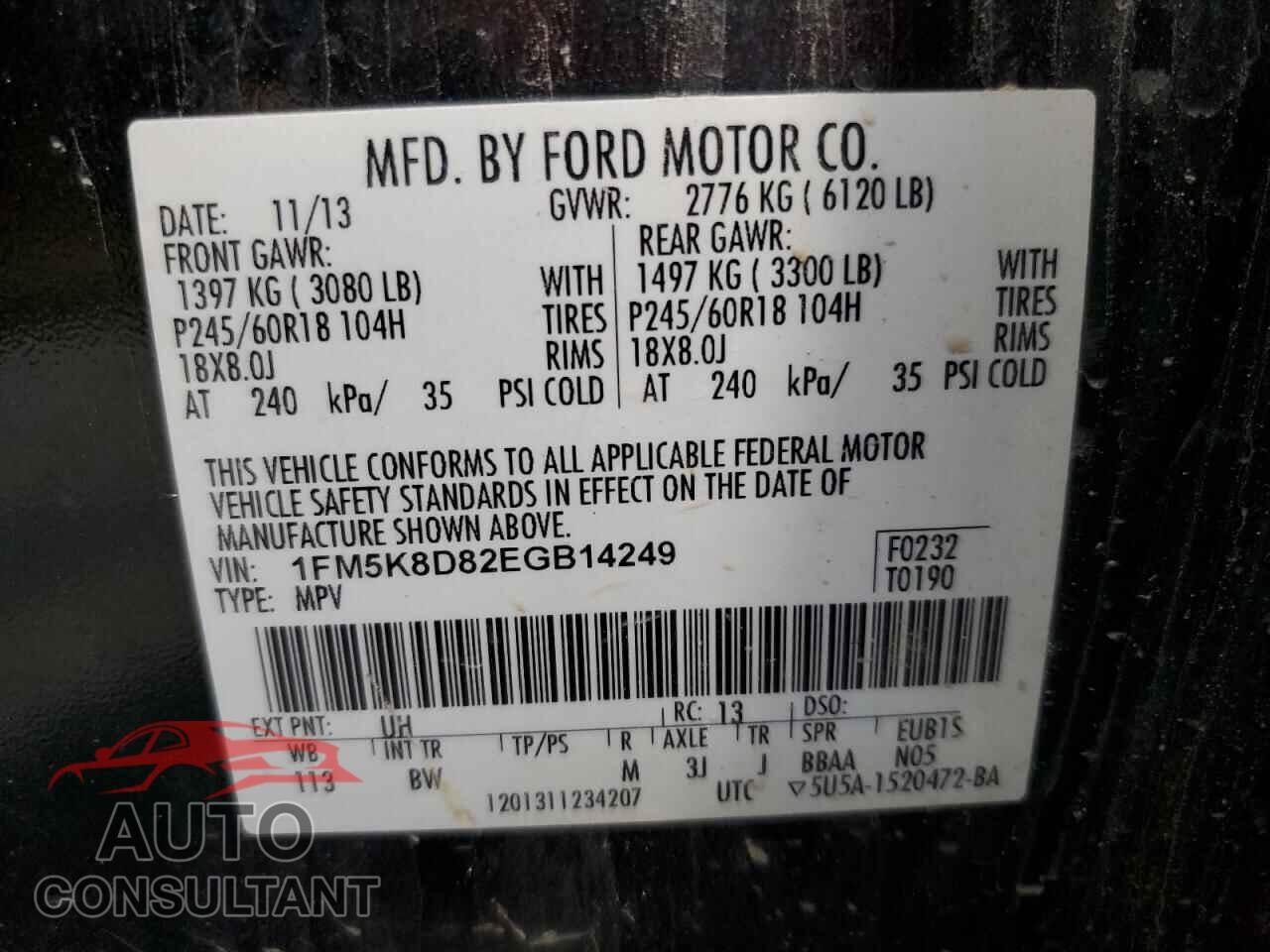 FORD EXPLORER 2014 - 1FM5K8D82EGB14249