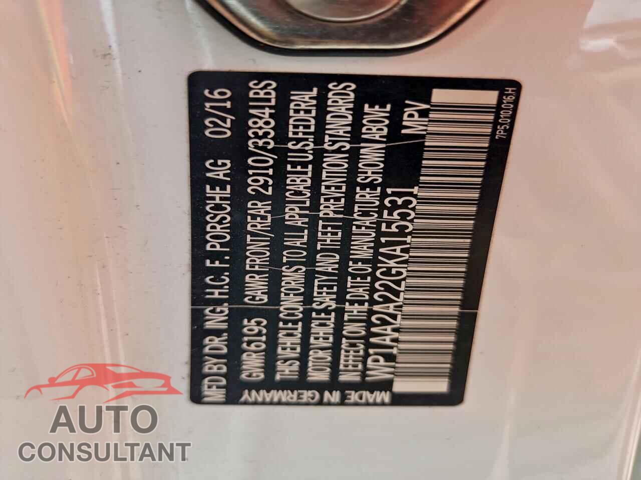 PORSCHE CAYENNE 2016 - WP1AA2A22GKA15531