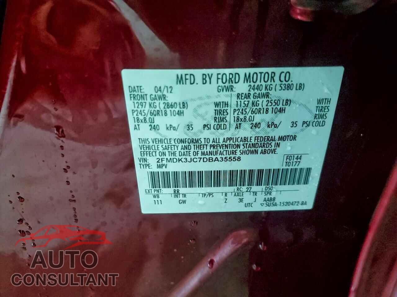 FORD EDGE 2013 - 2FMDK3JC7DBA35558