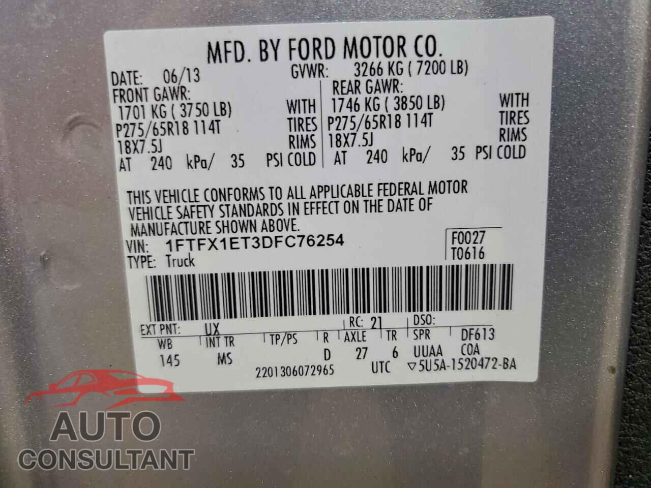 FORD F-150 2013 - 1FTFX1ET3DFC76254