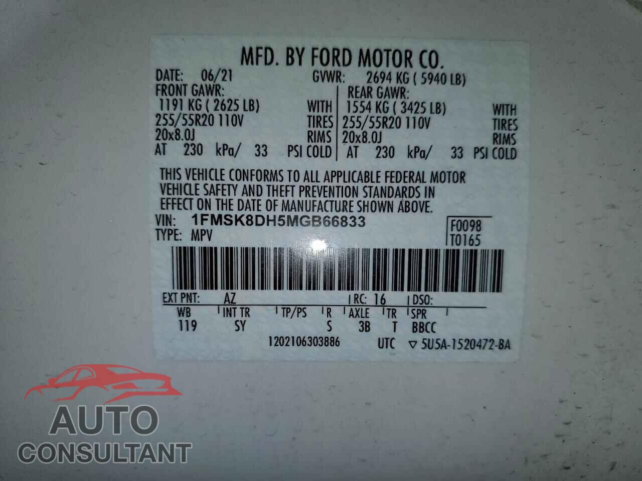 FORD EXPLORER 2021 - 1FMSK8DH5MGB66833